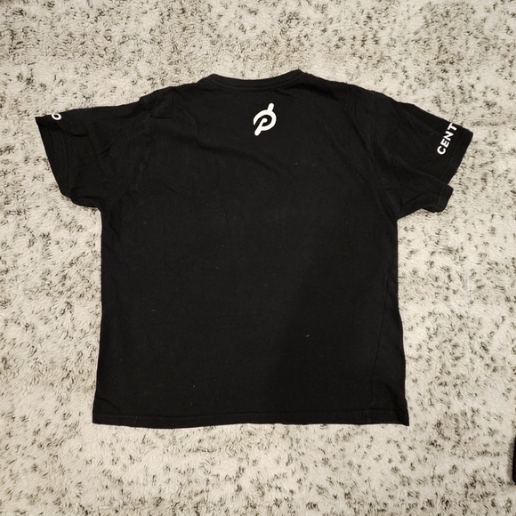 Peloton SZ M Black Short Sleeve T-Shirt White Spellout Boxy Crew Neck Cotton - Picture 7 of 7